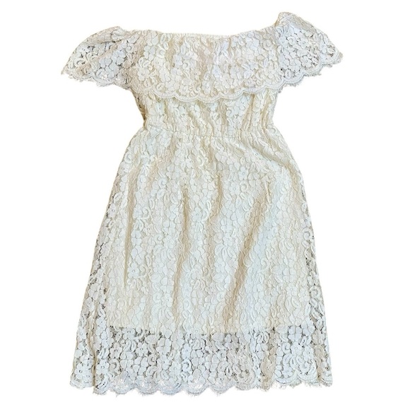 Bardot Orchid Ivory Off Shoulder Lace Mini Dress Size 6 - Picture 4 of 13